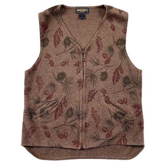 Woolrich Sweaters - VTG Woolrich Sweater Vest Womens Medium Bark Foliage Fall Made in Hong Kong